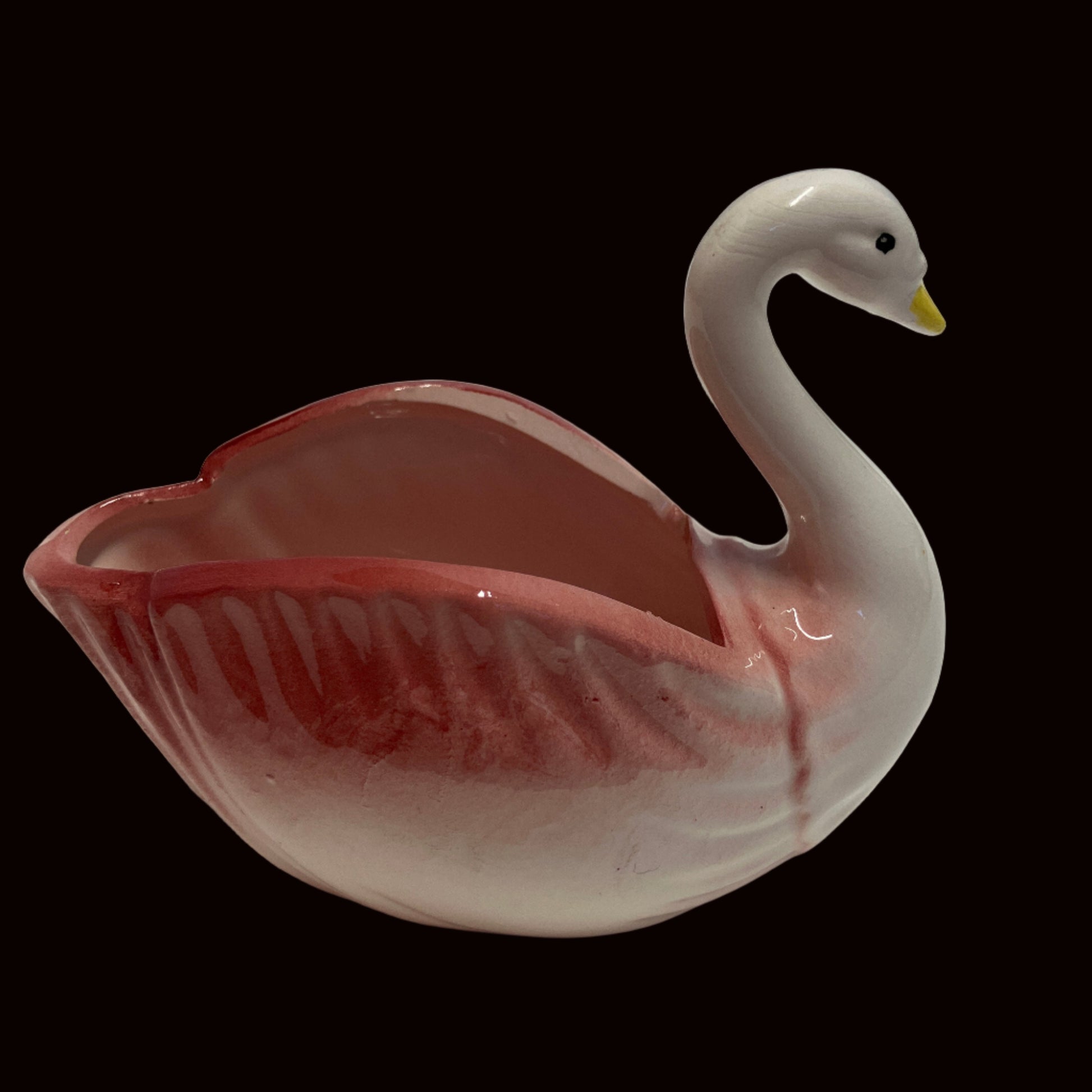 Mid century swan figurine/ planter made of porcelain in Japan 