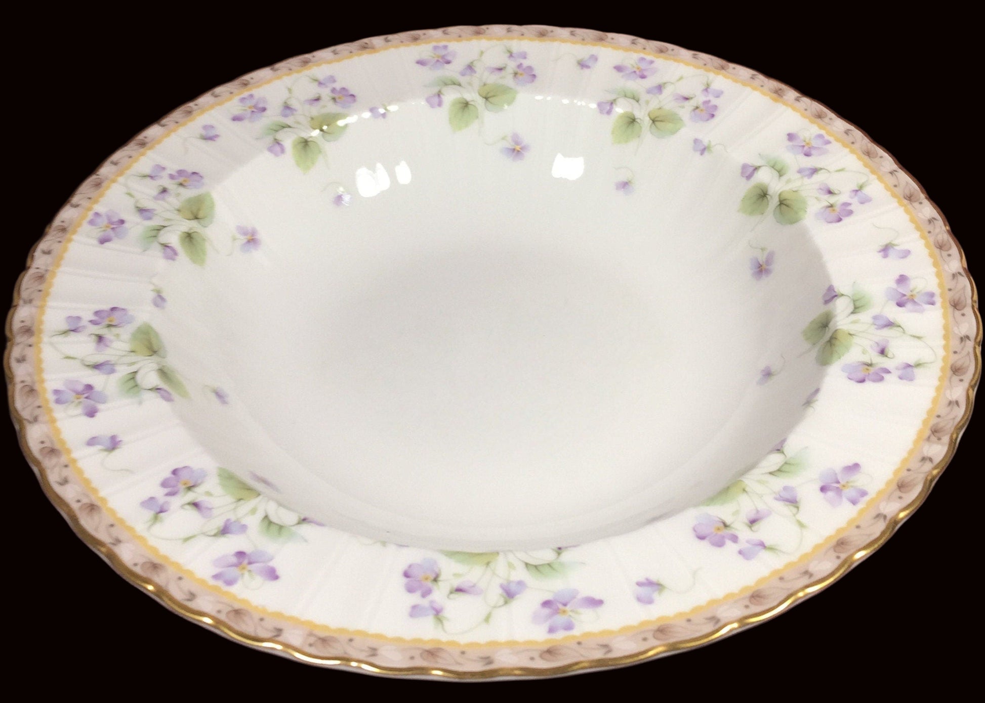 Mikasa French Violets Bone China 10 Inch Vegetable Bowl with gold trim