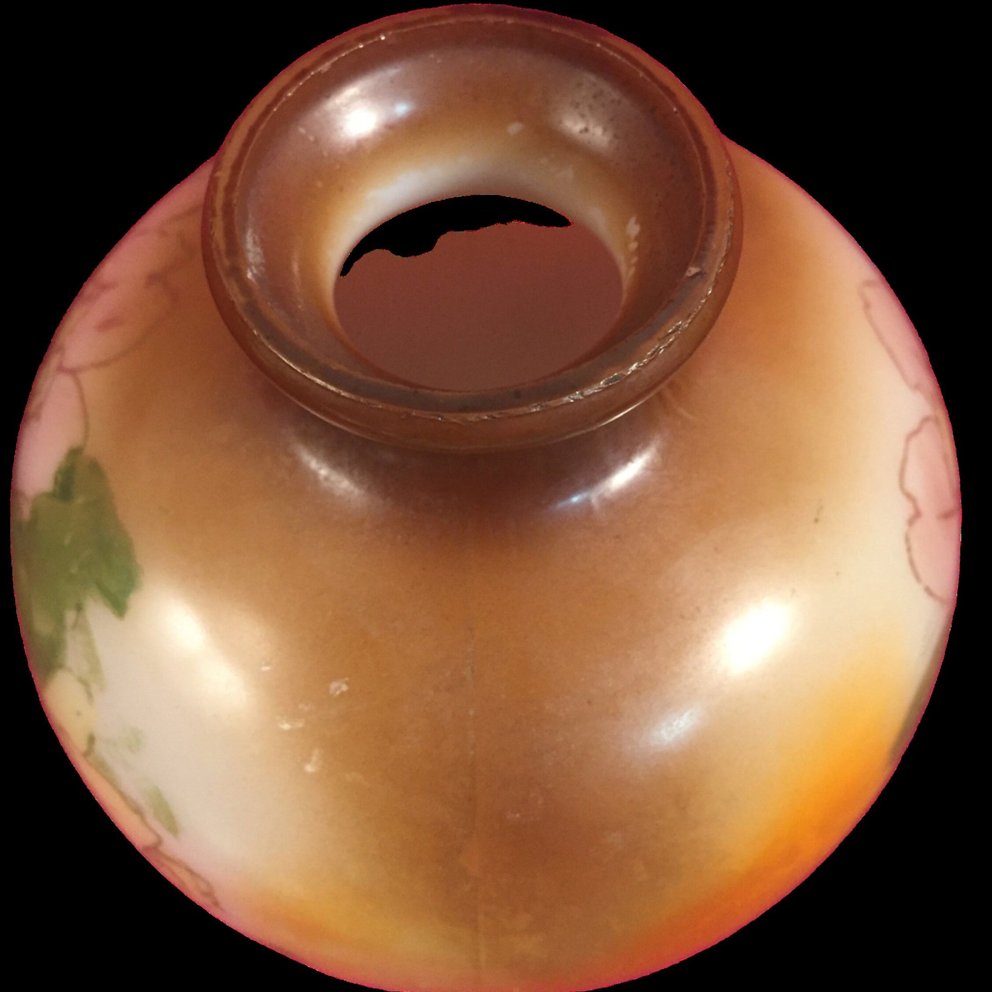 Milk glass vase painted back view