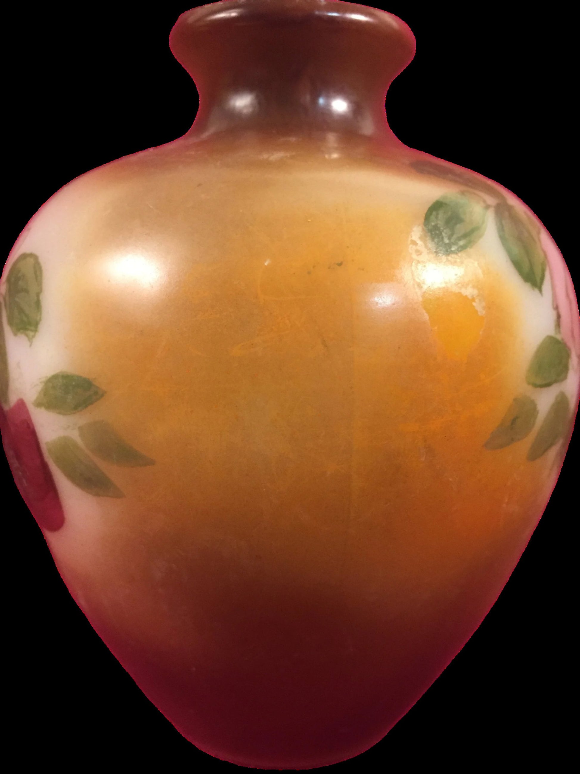 Milk glass vase painted other side view
