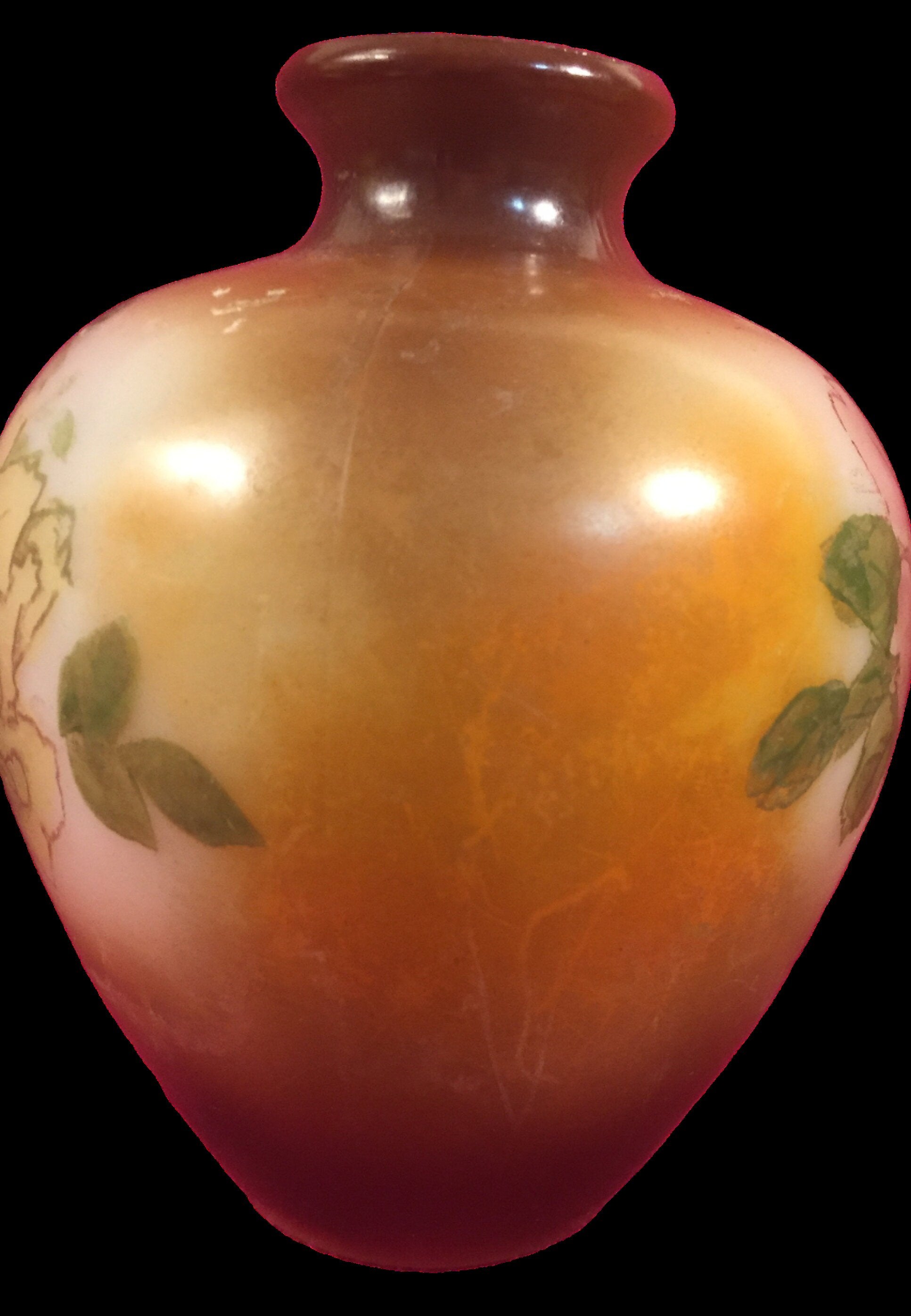 Milk glass vase painted shades of brown