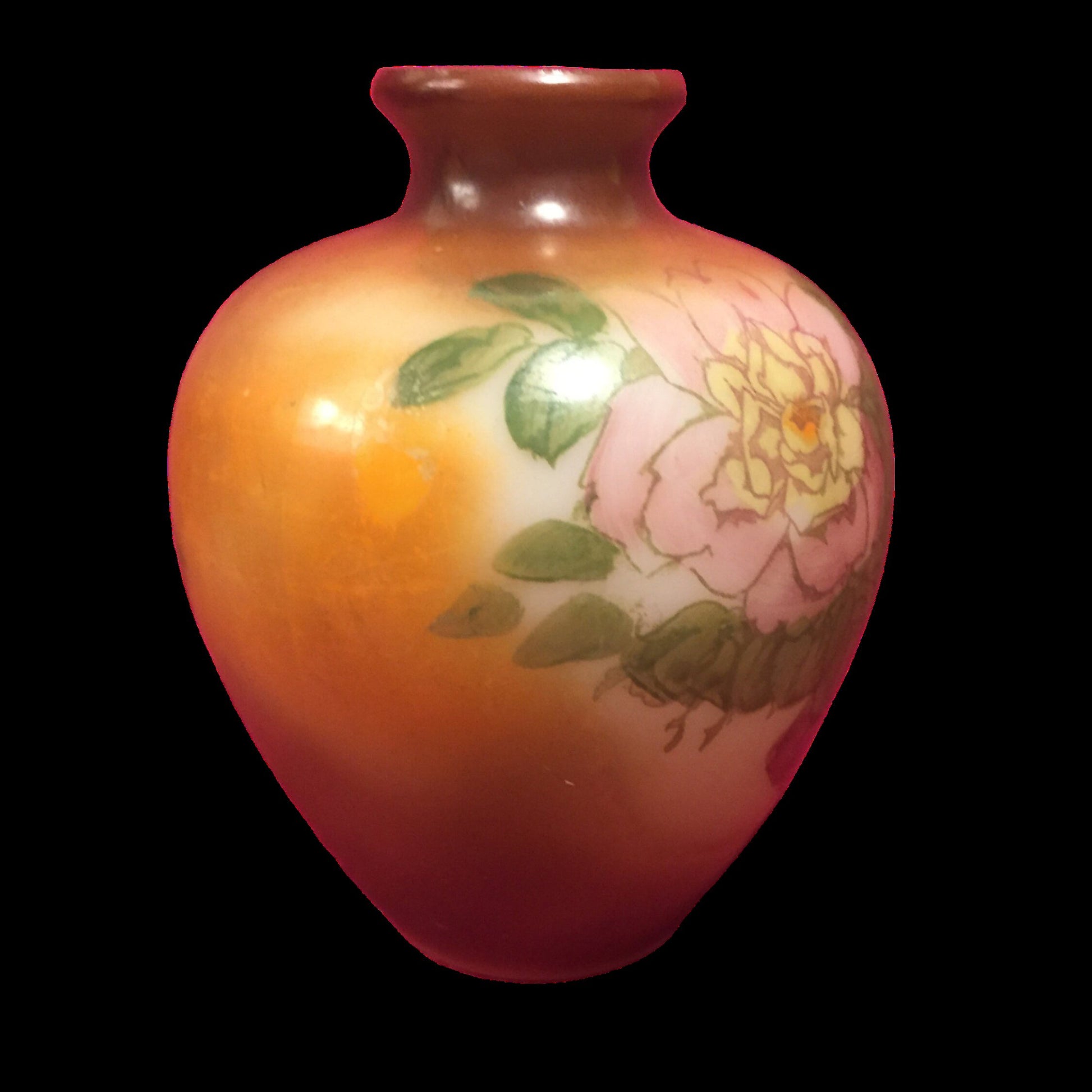 Milk glass vase painted side view