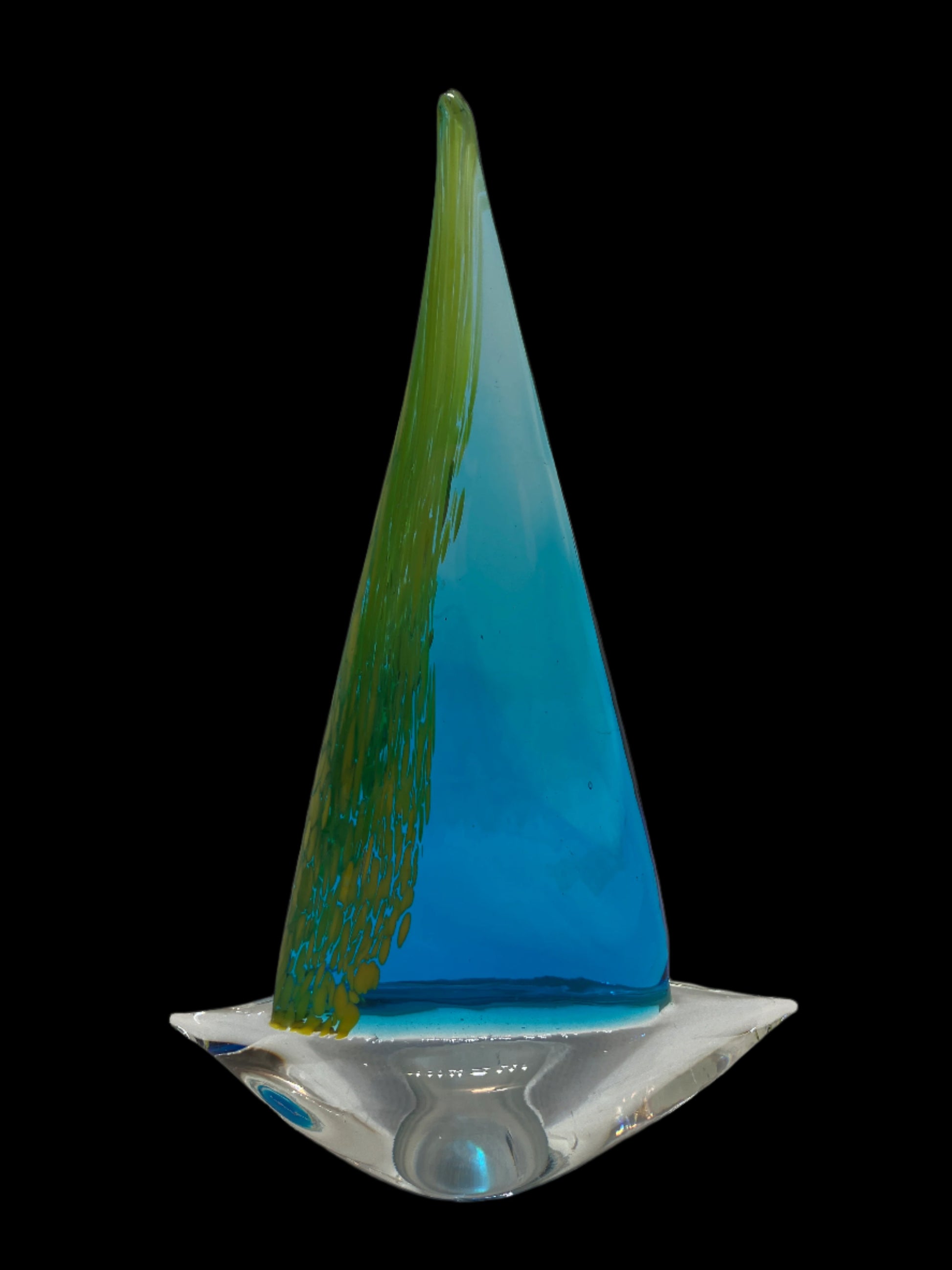 Murano Style Glass Clear Sailboat