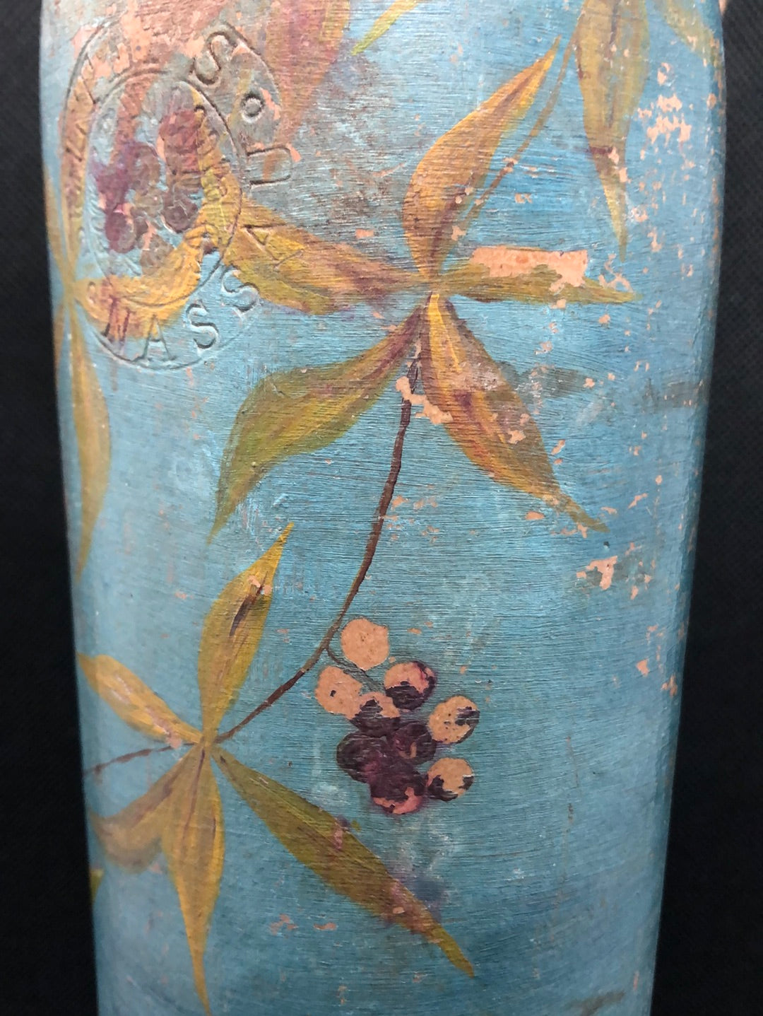 Nassau Seltzers stoneware jug hand painted berries and vine makers mark 2