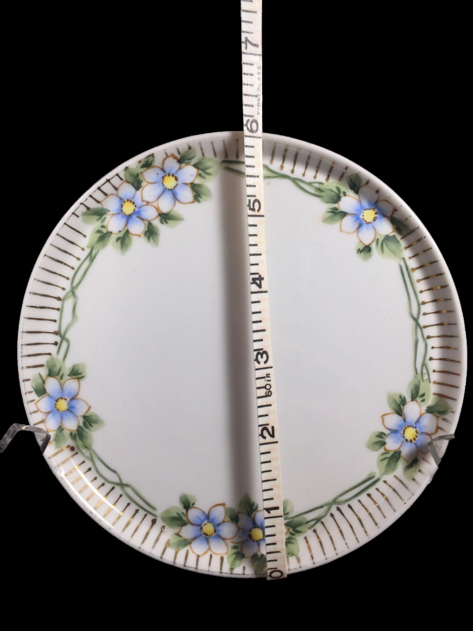 Nippon Tray with Blue Flowers 6in diameter