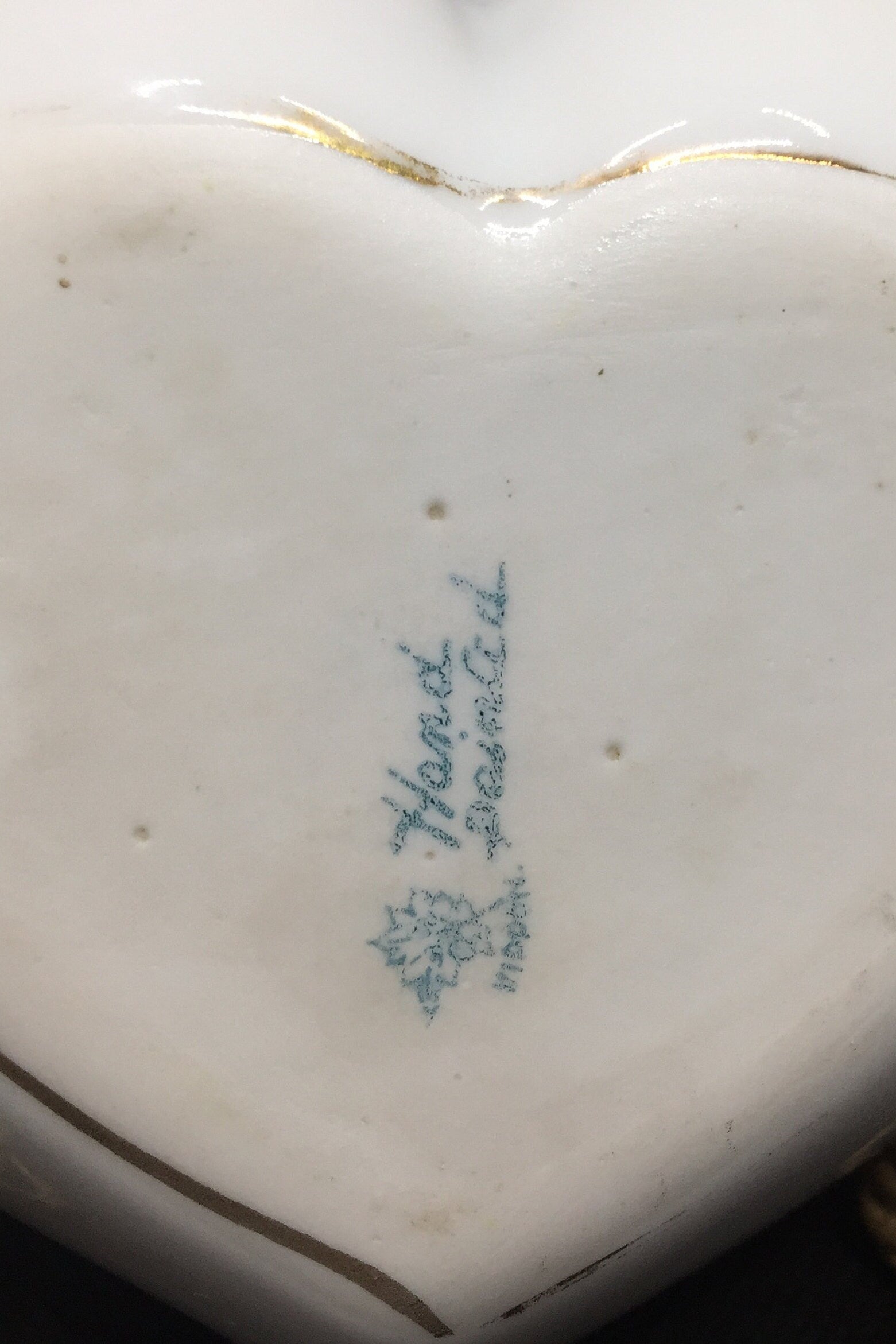 Nippon Trinket Dish Heart Shaped Blue Makers Mark