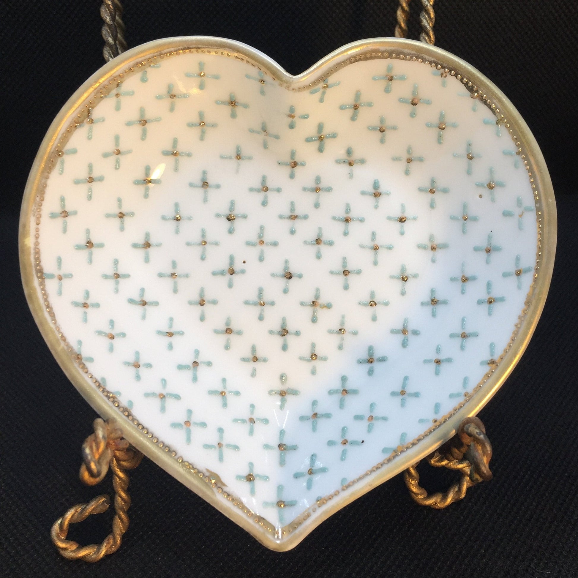 Nippon Trinket Dish Heart Shaped with Gold Trim