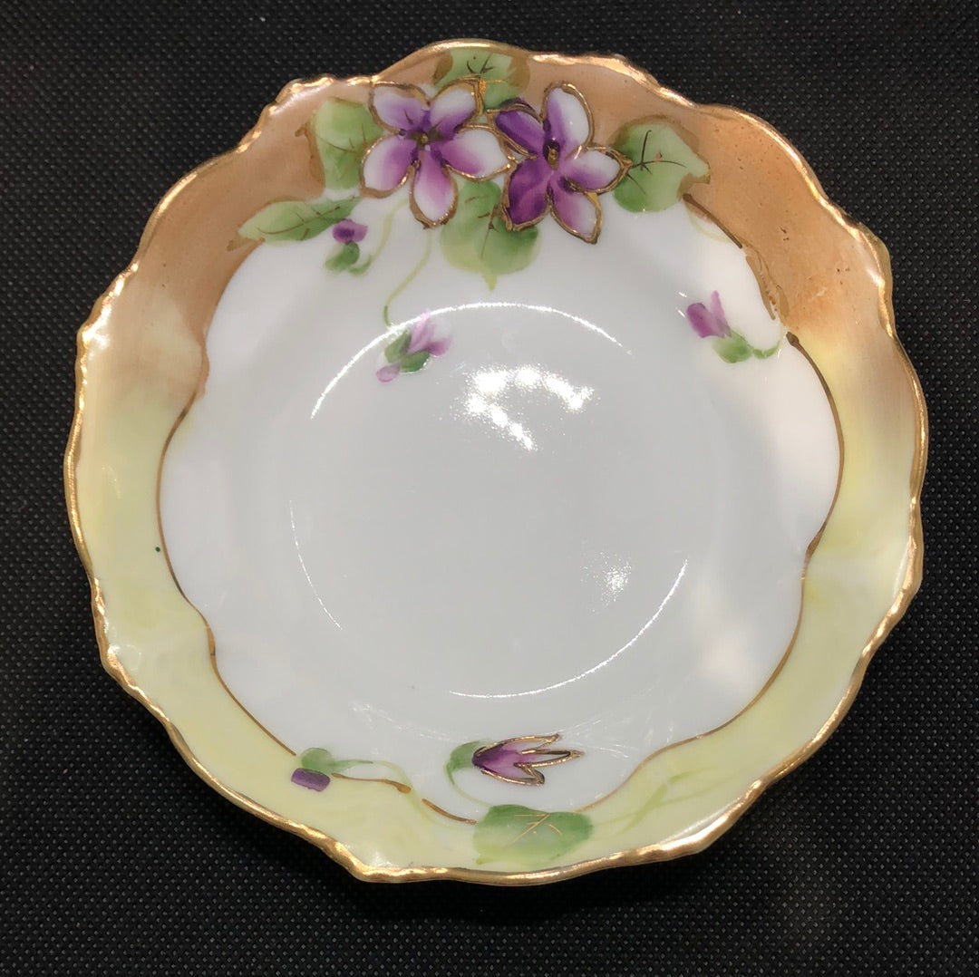 Nippon hand painted small bowl with violets 