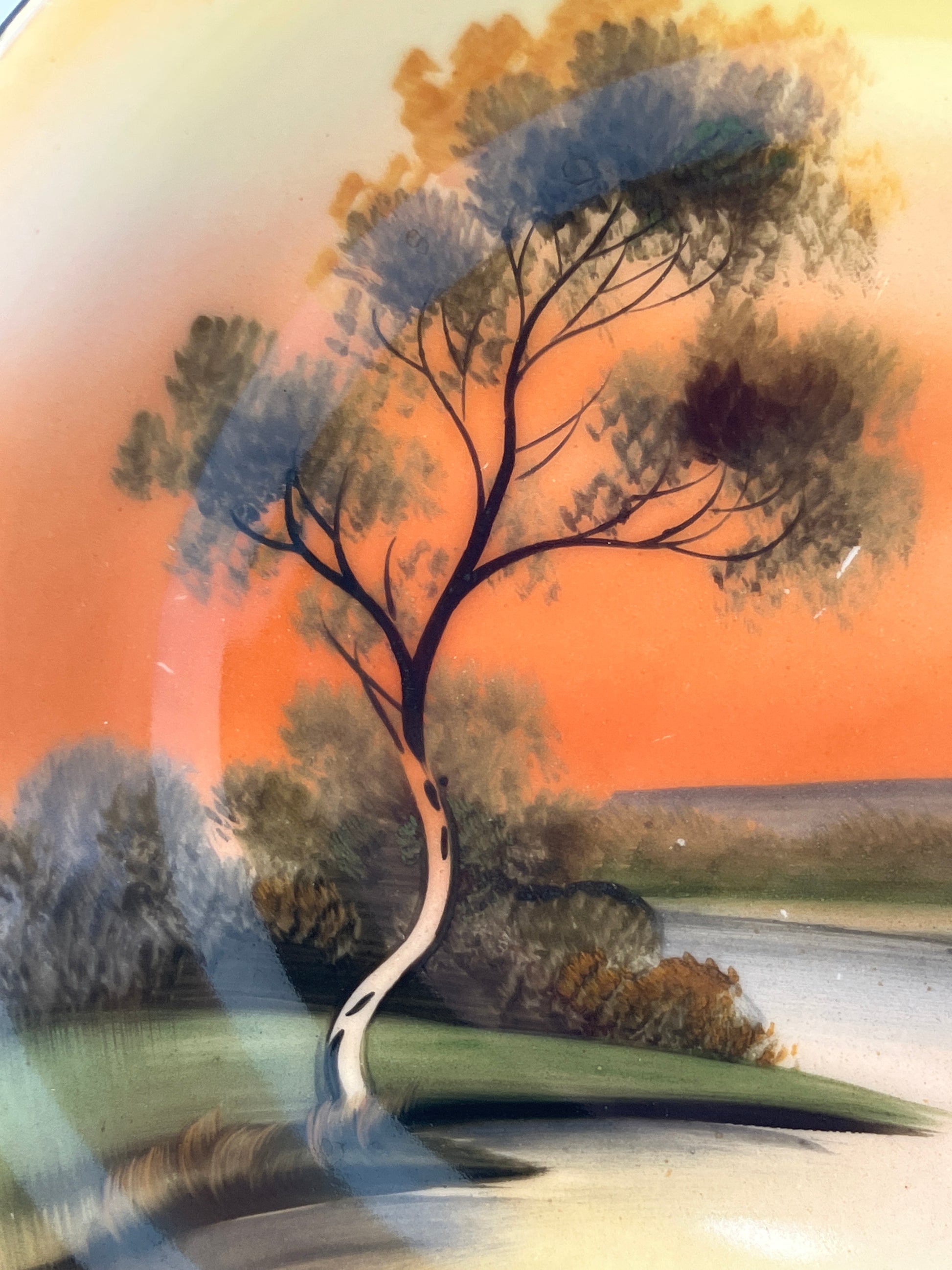 Noritake Candy Dish Hand painted Tree Landscape 