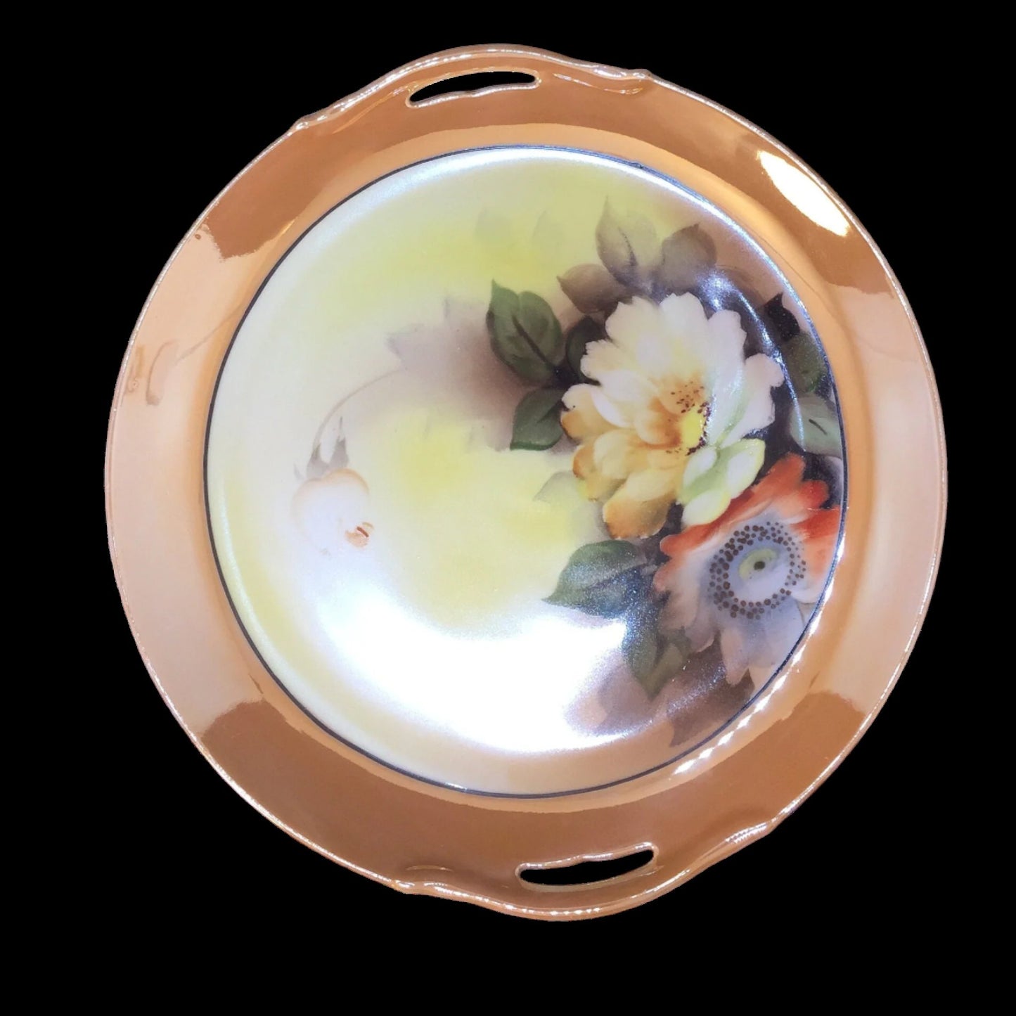 Noritake Hand painted Lusterware Cake Plate w/ Flowers