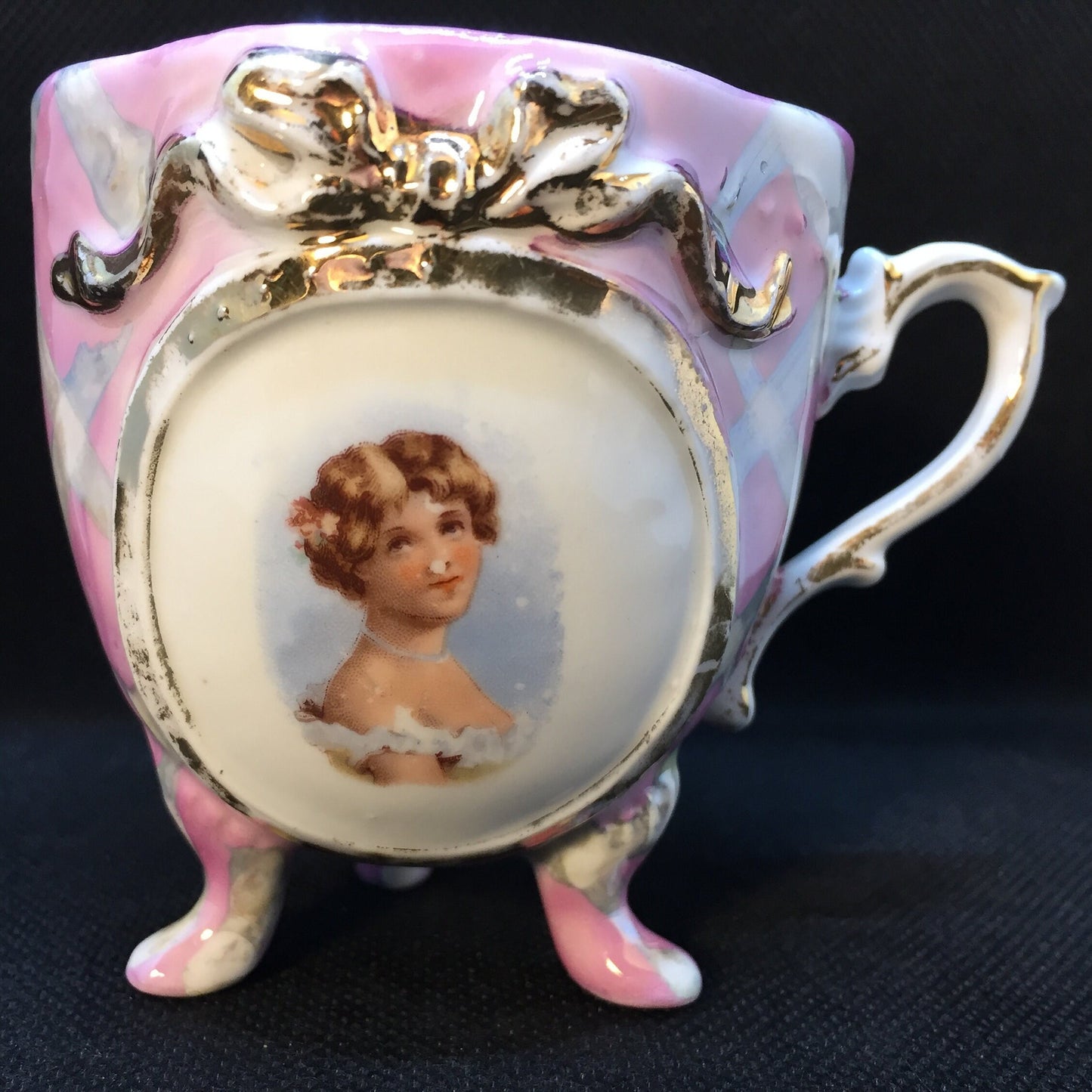 Opalescent Footed Teacup Made in Germany Blonde Haired Lady
