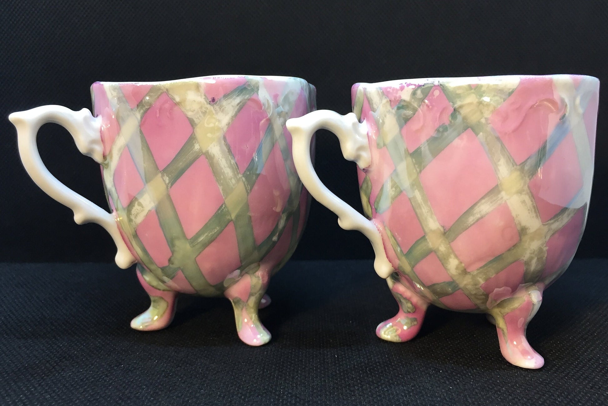 Opalescent Teacups Made in Germany Back
