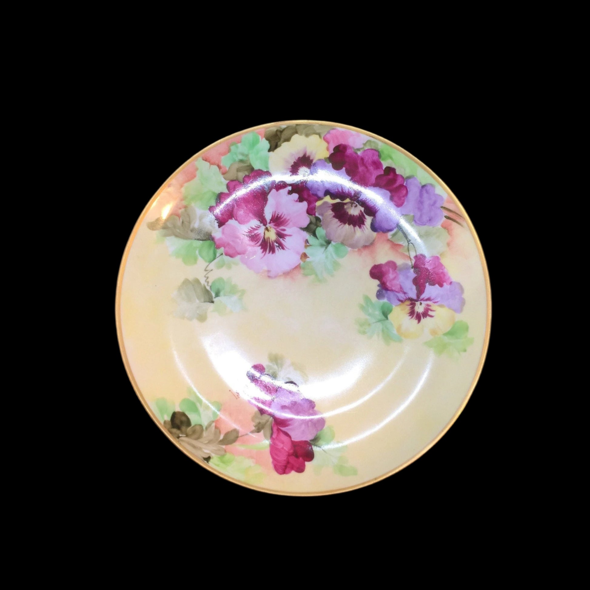 Pretty Pansy Hand Painted Plate from Richard Ginori Italy