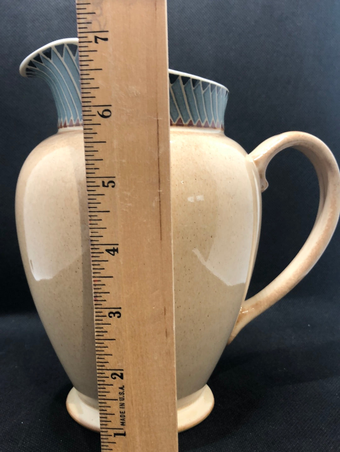 Pitcher Denby Luxor handle tan and blue height