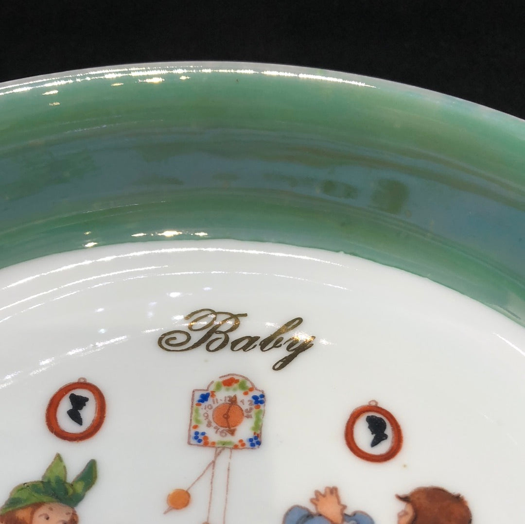 Porcelain Baby Dish Marked Czechoslovakia Vintage Bottom Luster ware