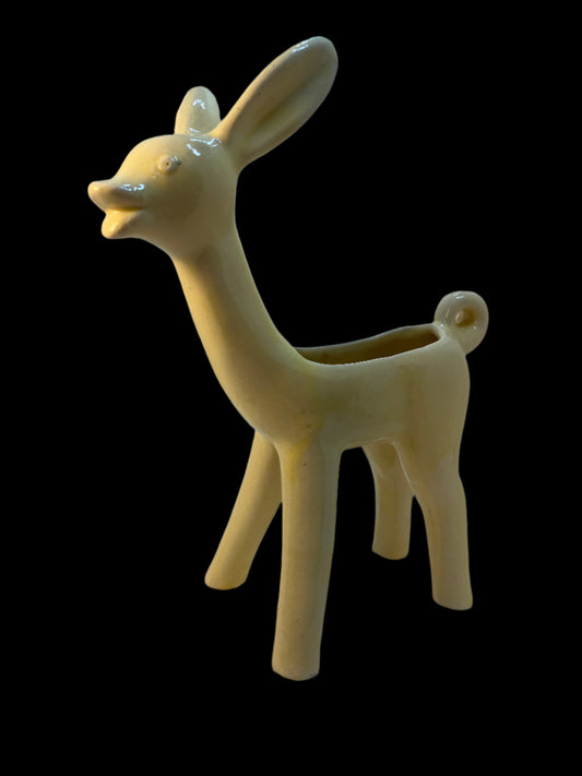 Pottery Vintage Mid Century Modern Deer Planter in Yellow