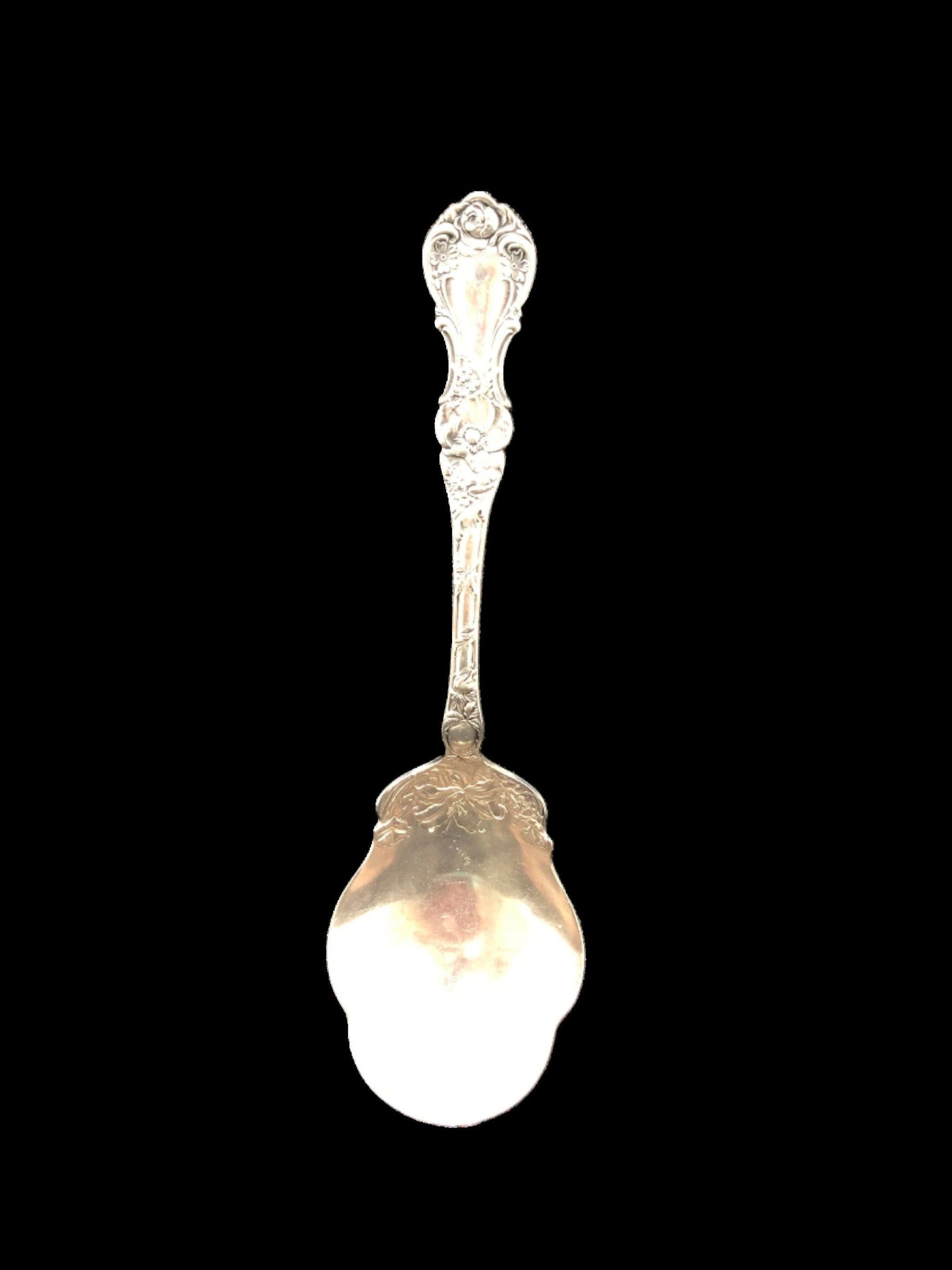 R Wallace Floral Pattern Berry Spoon