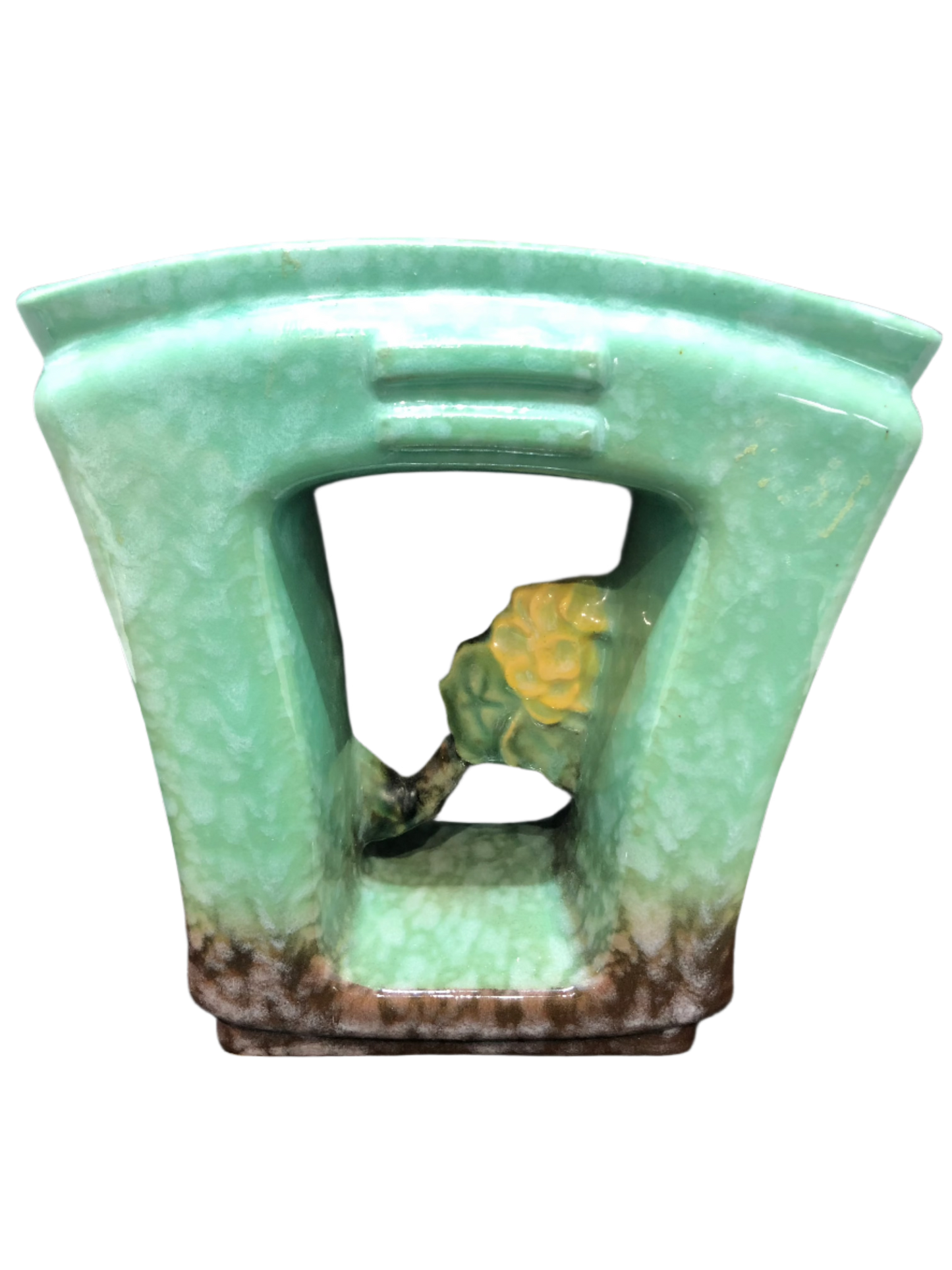Roseville Pottery MCM Vase or Planter Artwood Green and Yellow 
