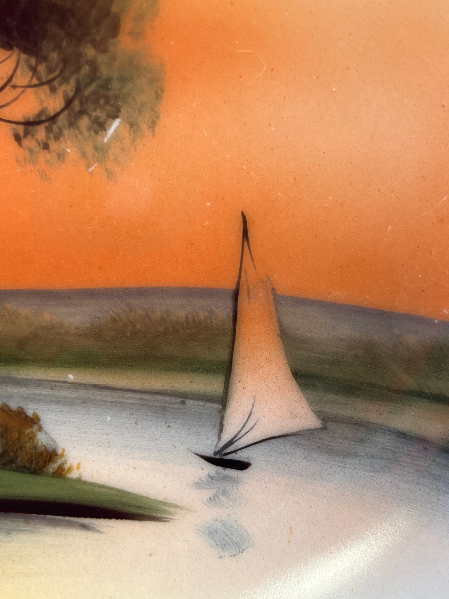 Sail Boat hand painted on Mid Century Noritake Bowl
