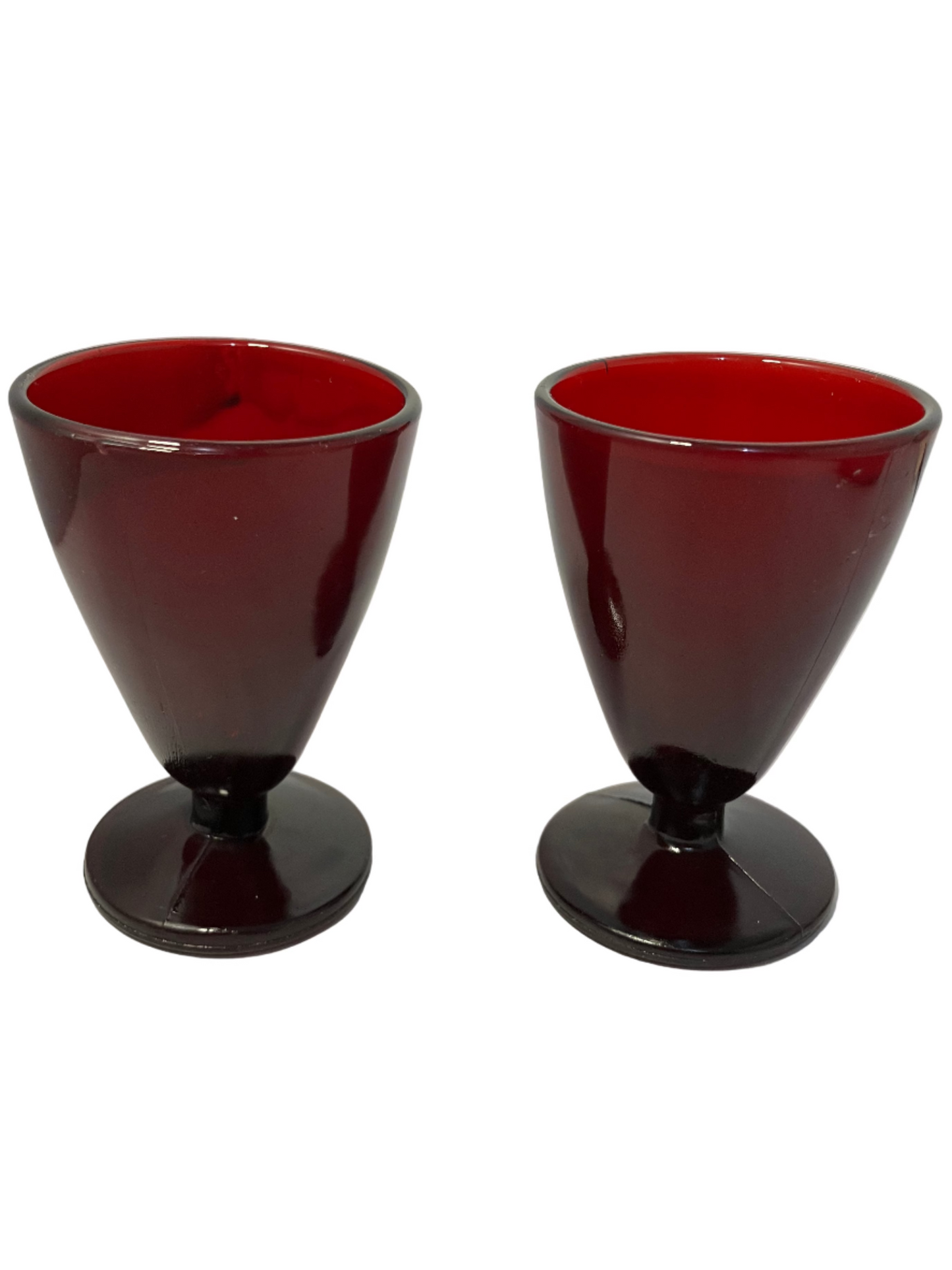 Set of two Anchor Hocking Ruby Red cordial stemware glasses 