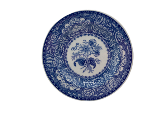 Spode Blue and white floral patterned mini plate on a white background