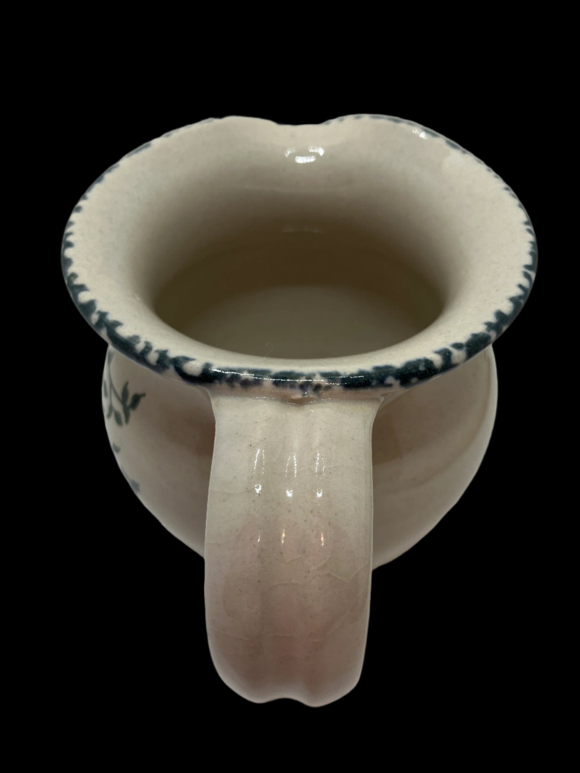 Vintage Casey Pottery Small Pitcher with Sponge Rim Handle View 