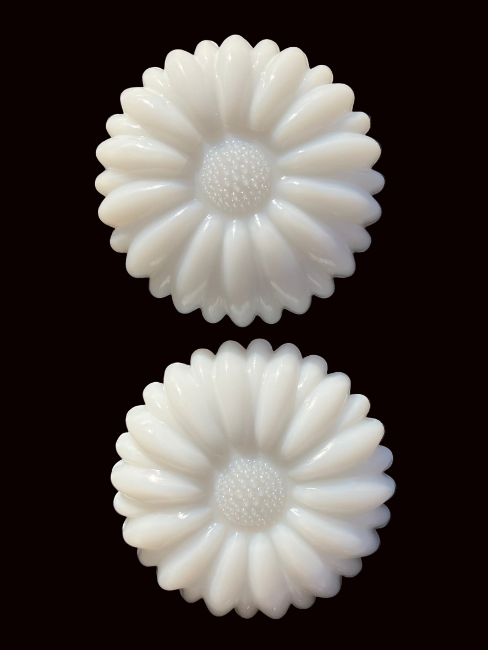 Vintage Hazel Atlas daisy milk glass candle holders