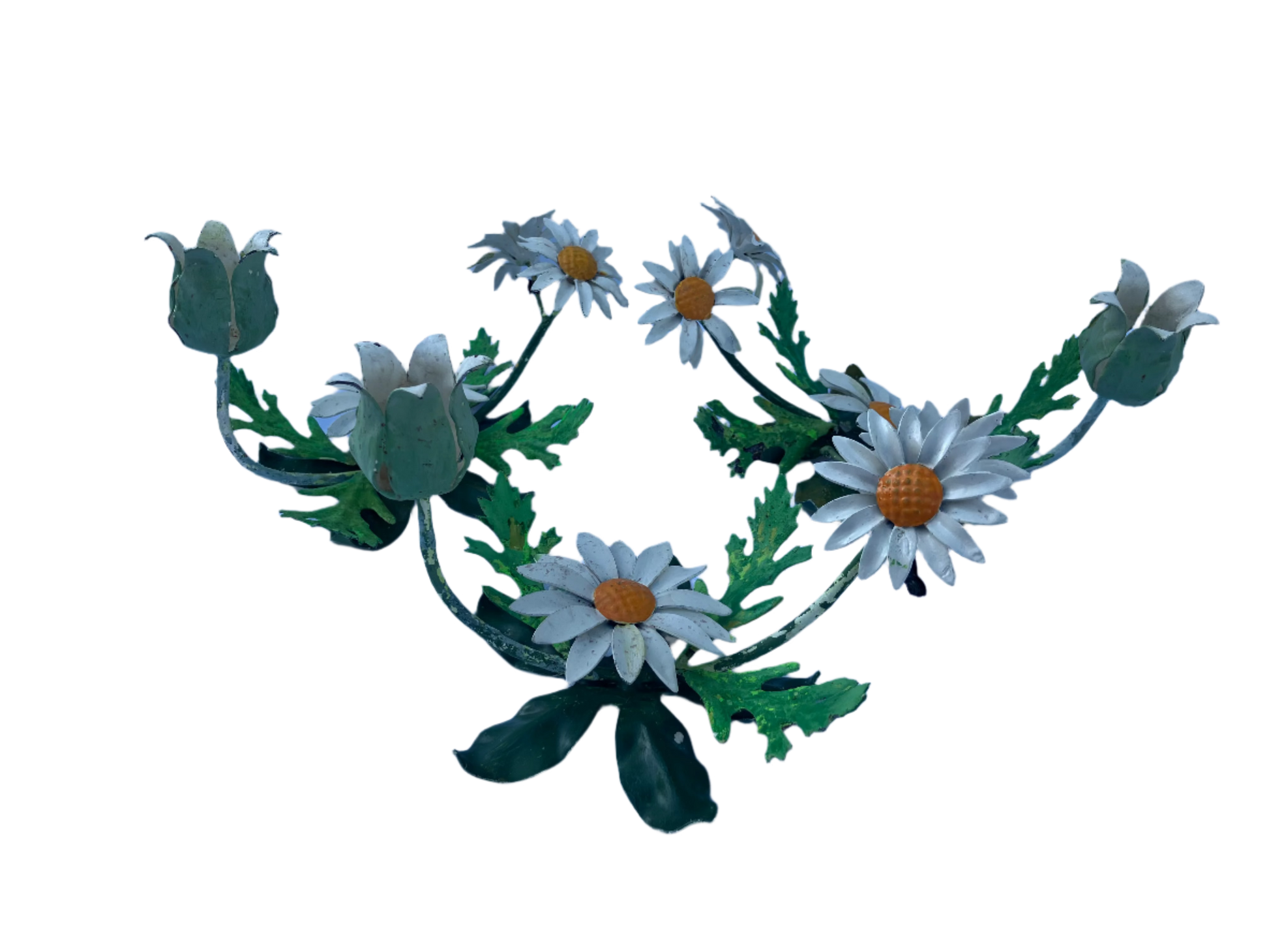 Vintage Italian Tole Daisy Candle Holders