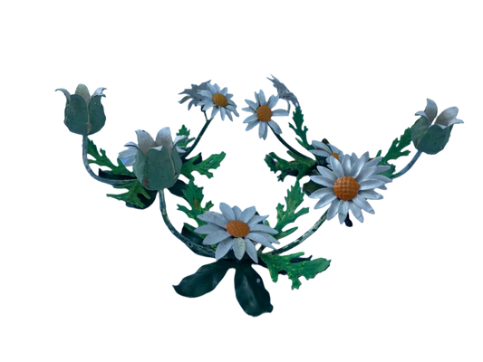 Vintage Italian Tole Daisy Candle Holders