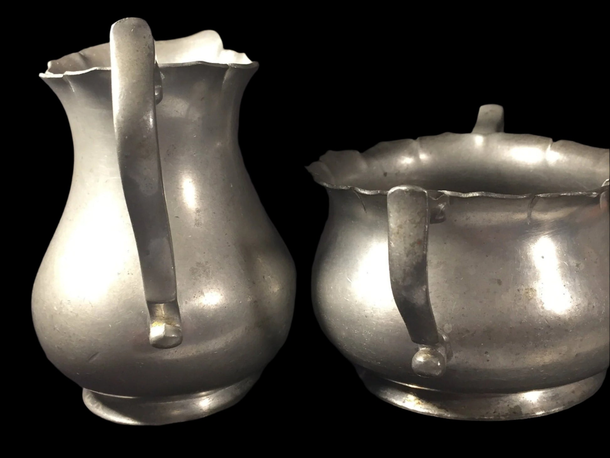 Vintage Sugar and Creamer INSICO pewter #387 Handles 