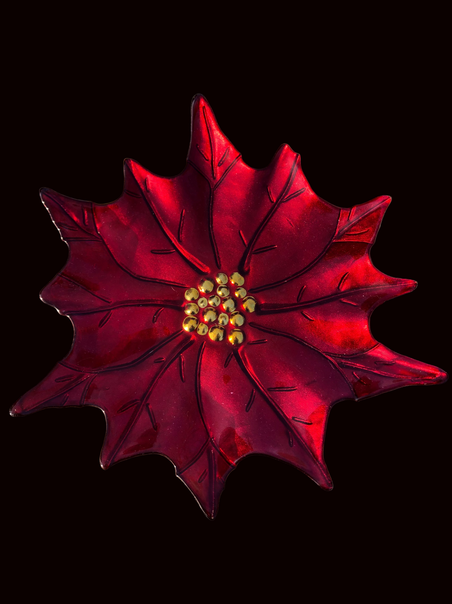 Vintage glass red poinsettia plate