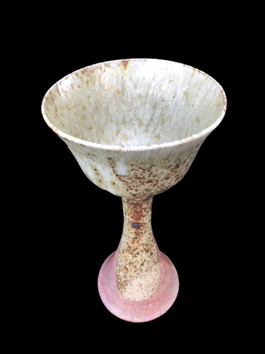 Vintage pottery goblet signed Kate 74