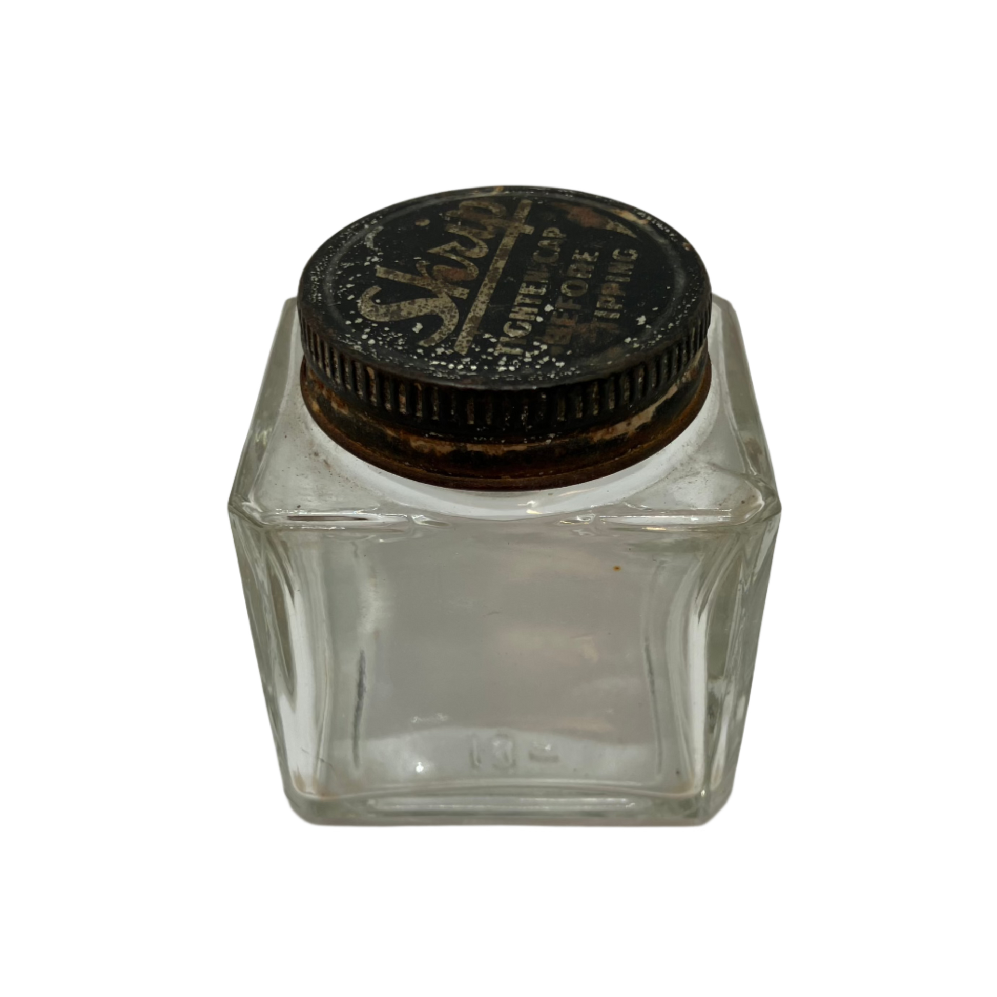 Vintage square glass ink bottle 