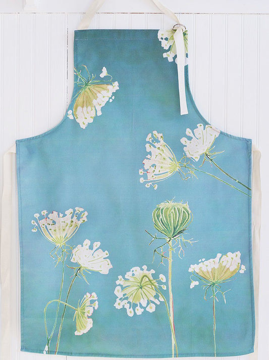 Apron: Queen Anne's Lace on Teal