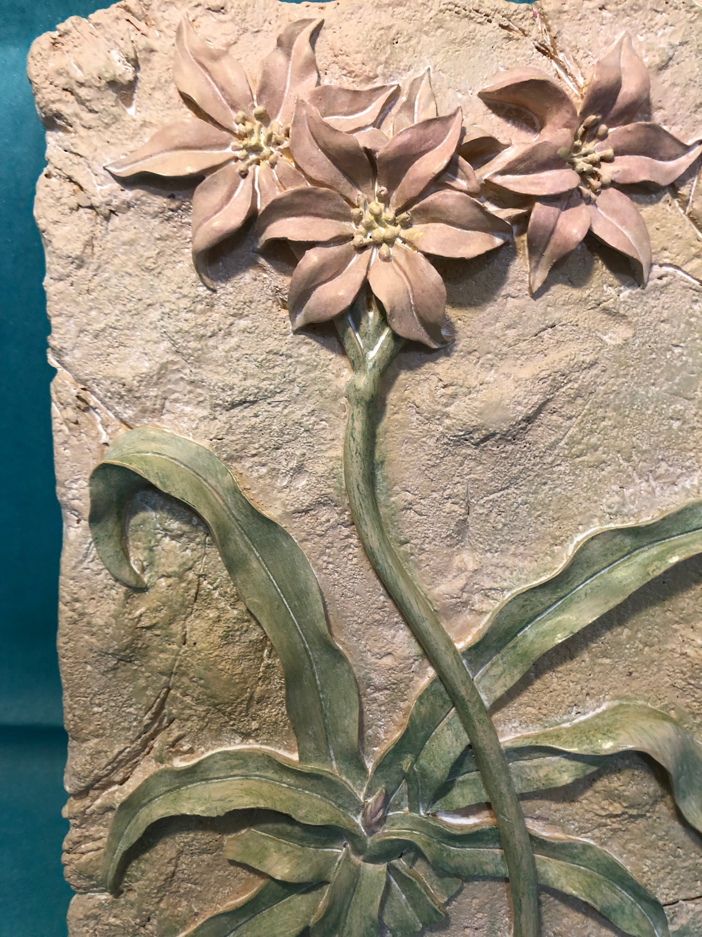 cast stone decorative floral plaque 