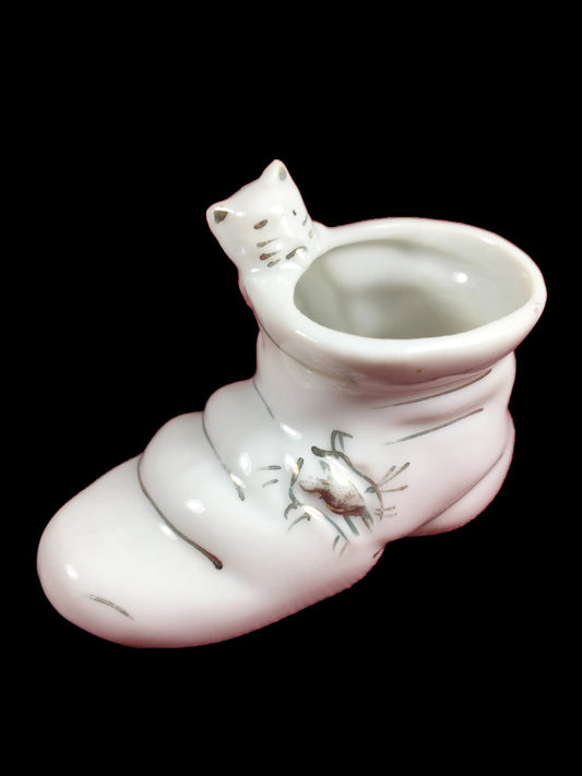 Occupied Japan Cat & Boot Toothpick Holder