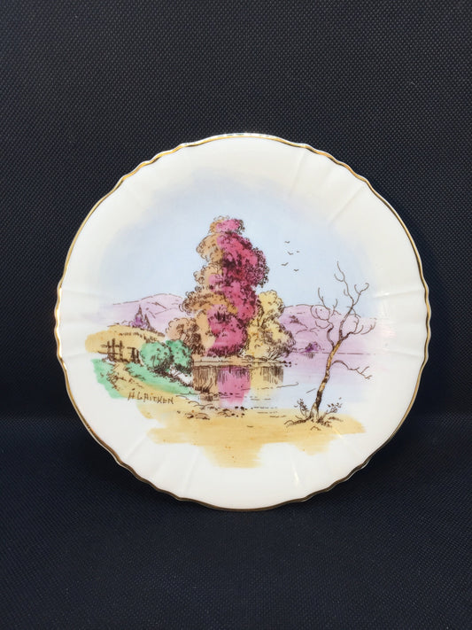 Syracuse China Plate with Hand painted Landscape by H. G. Aitkin