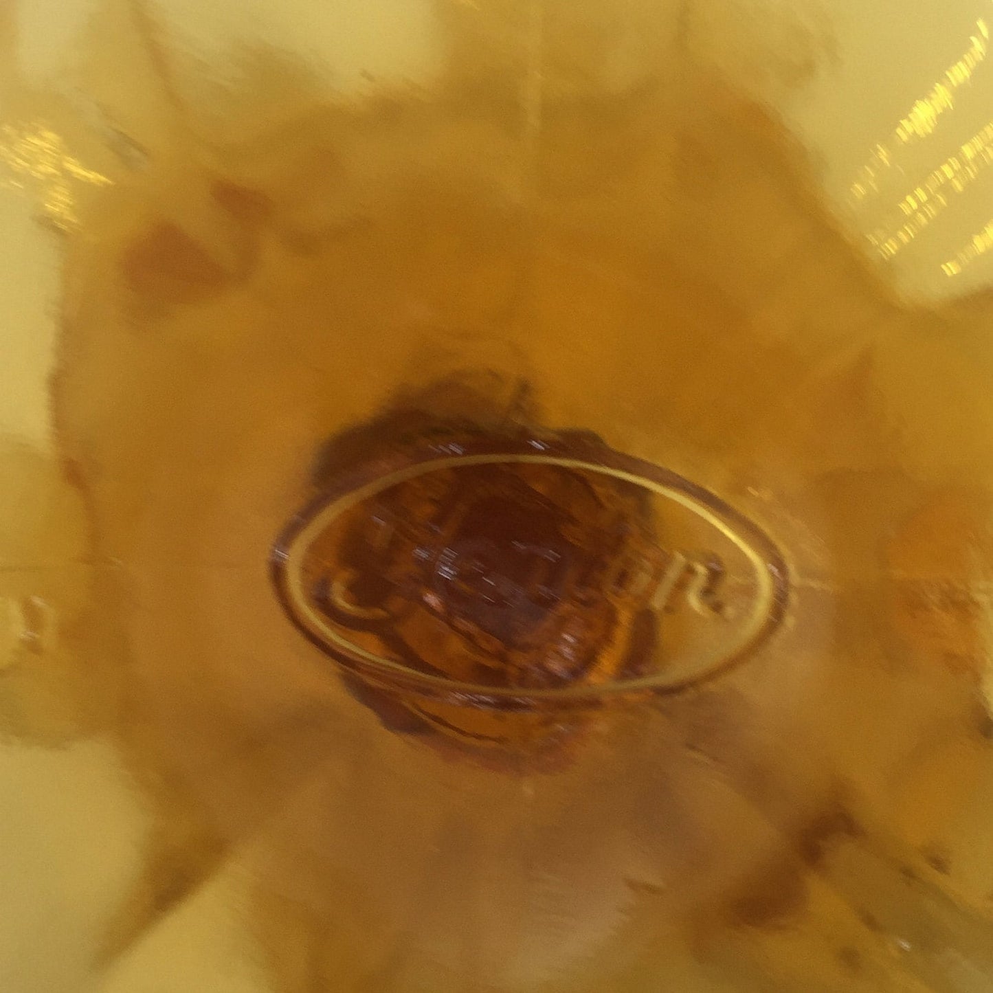 Fenton Amber Glass Ruffled Edge Compote with Roses