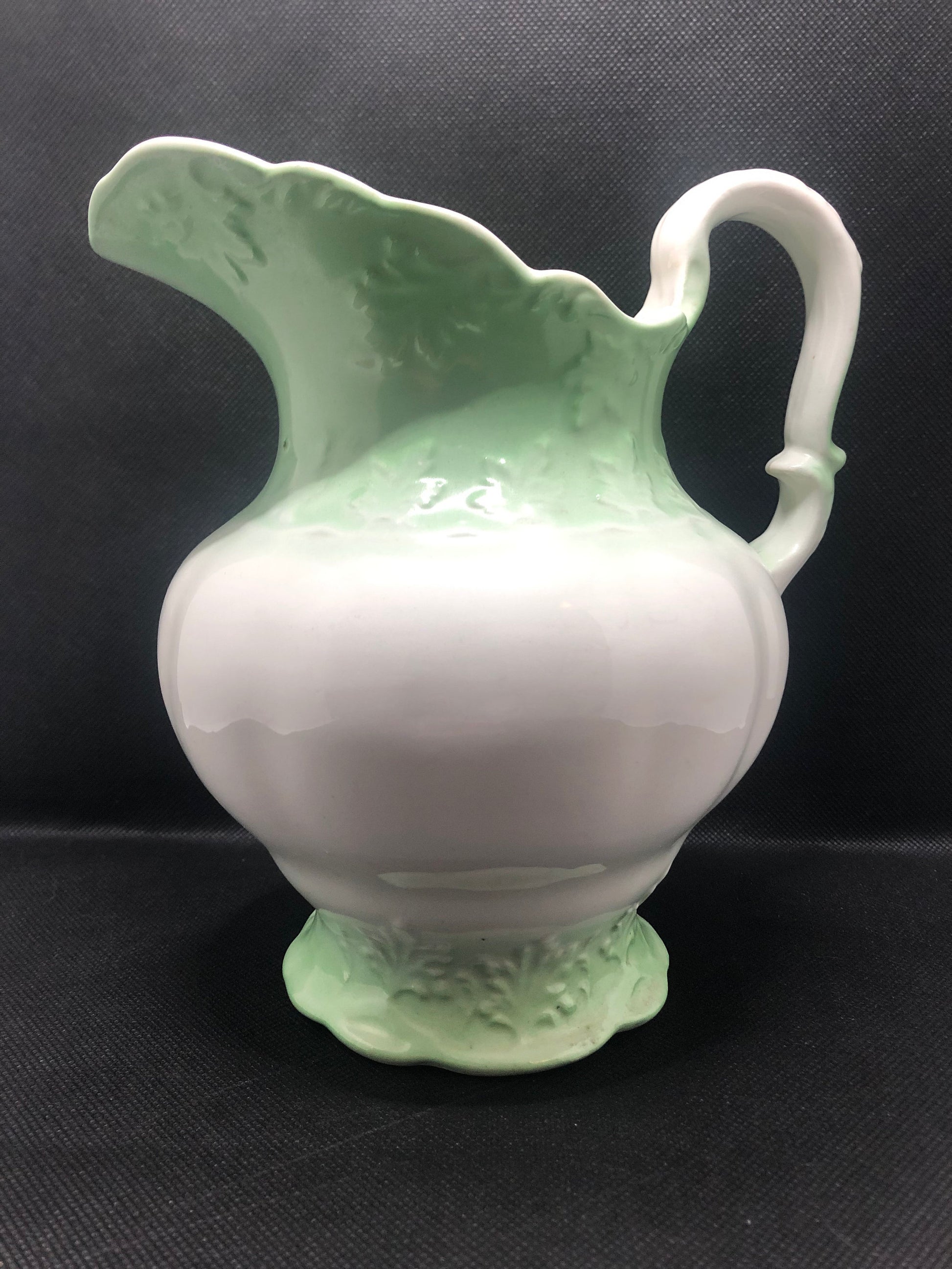 KTK Semi-Vitreous Pitcher with Embossed Leaf Design