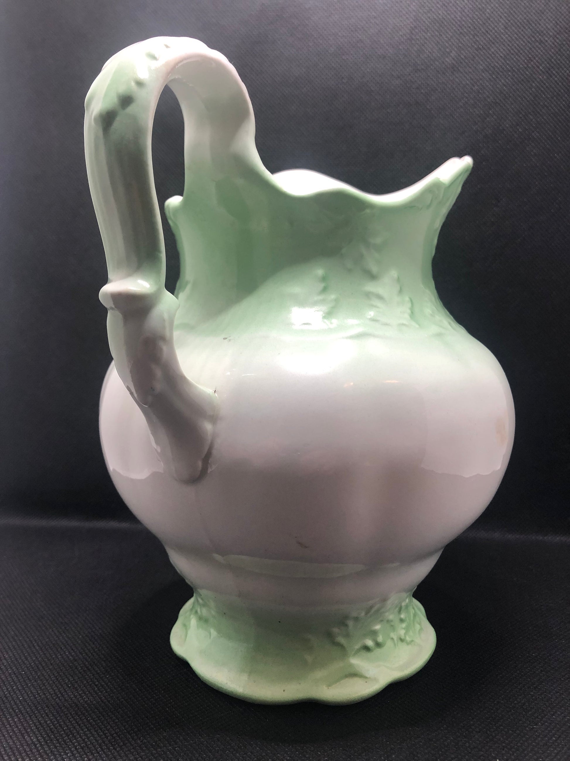 KTK Semi-Vitreous Pitcher with Embossed Leaf Design