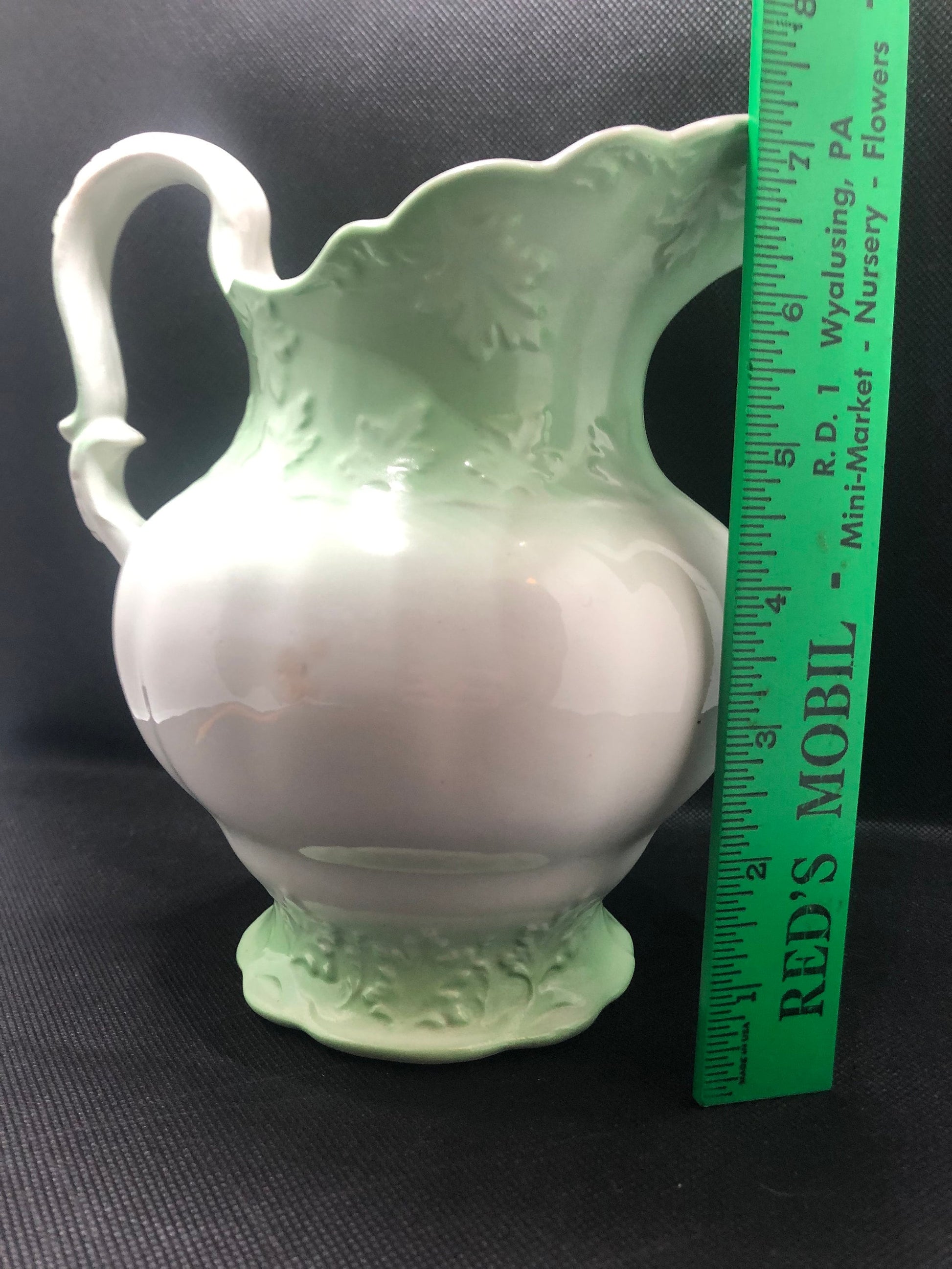 KTK Semi-Vitreous Pitcher with Embossed Leaf Design
