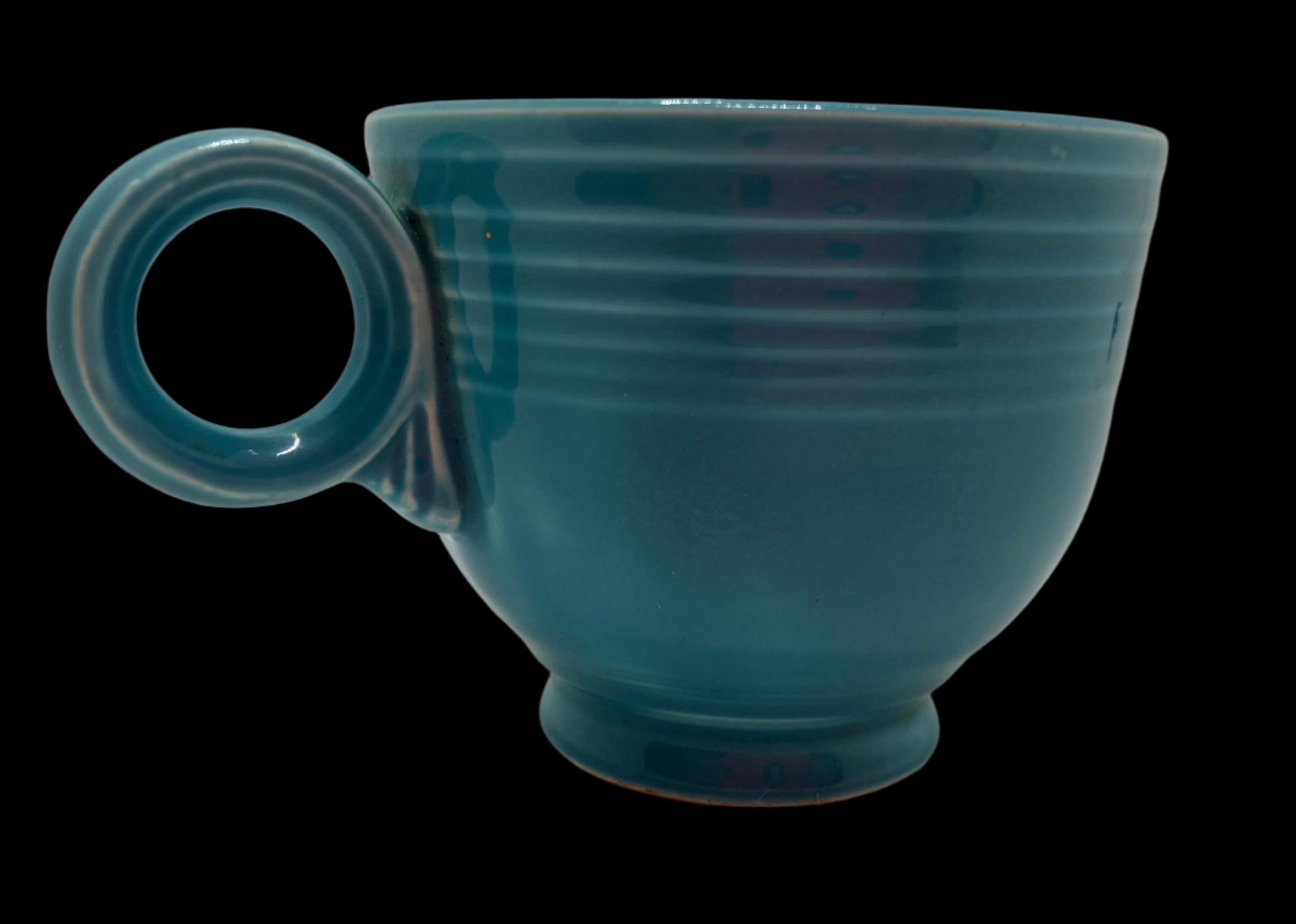 Vintage Turquoise Fiestaware Footed Cup Handle