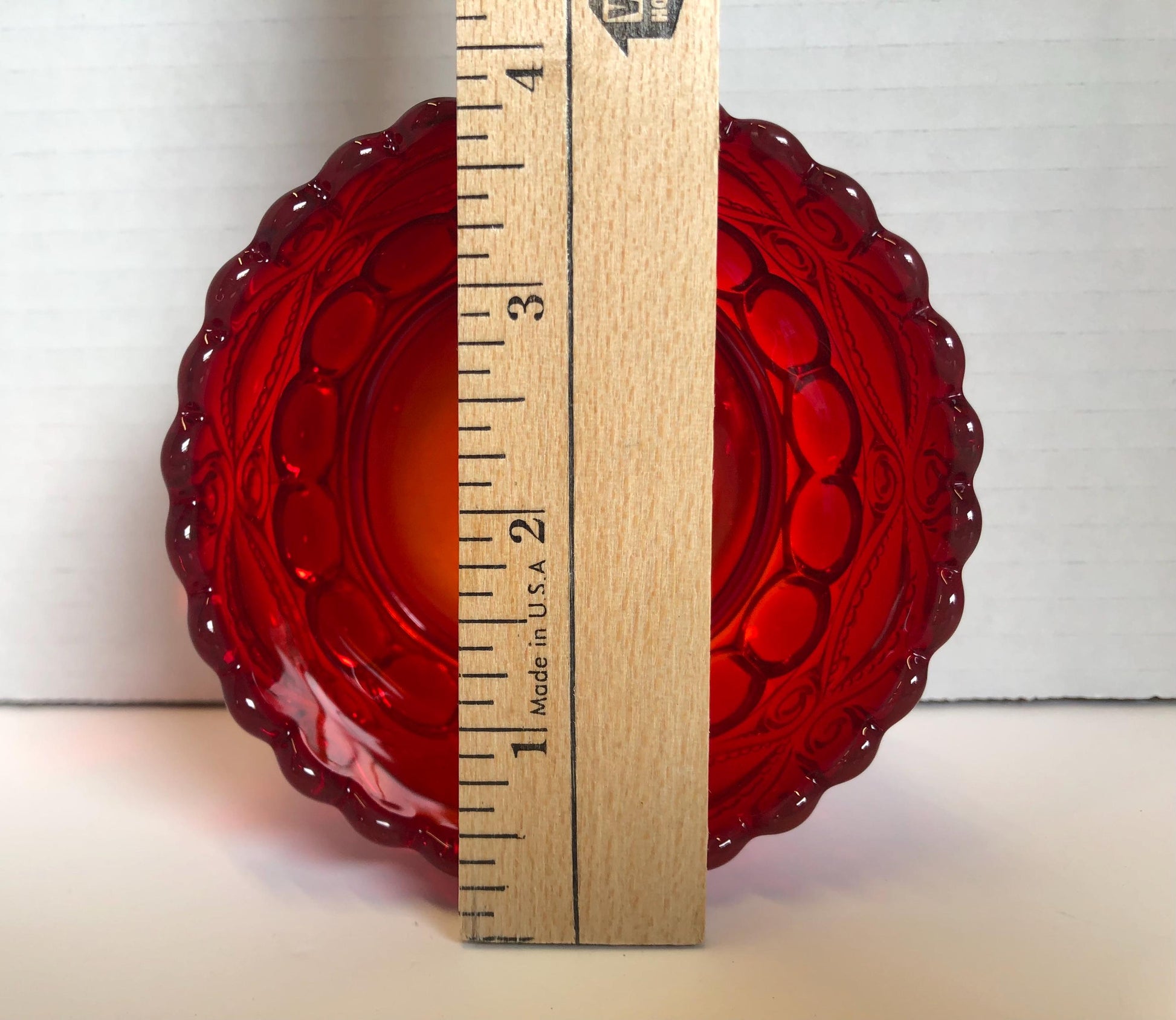 Vintage Ruby Glass Eyewinker Pattern Bowls Set of Four