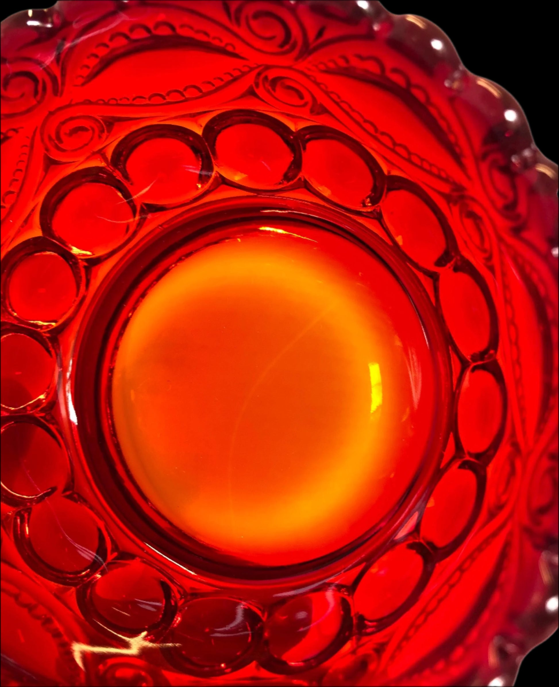 Vintage Ruby Glass Eyewinker Pattern Bowls Set of Four