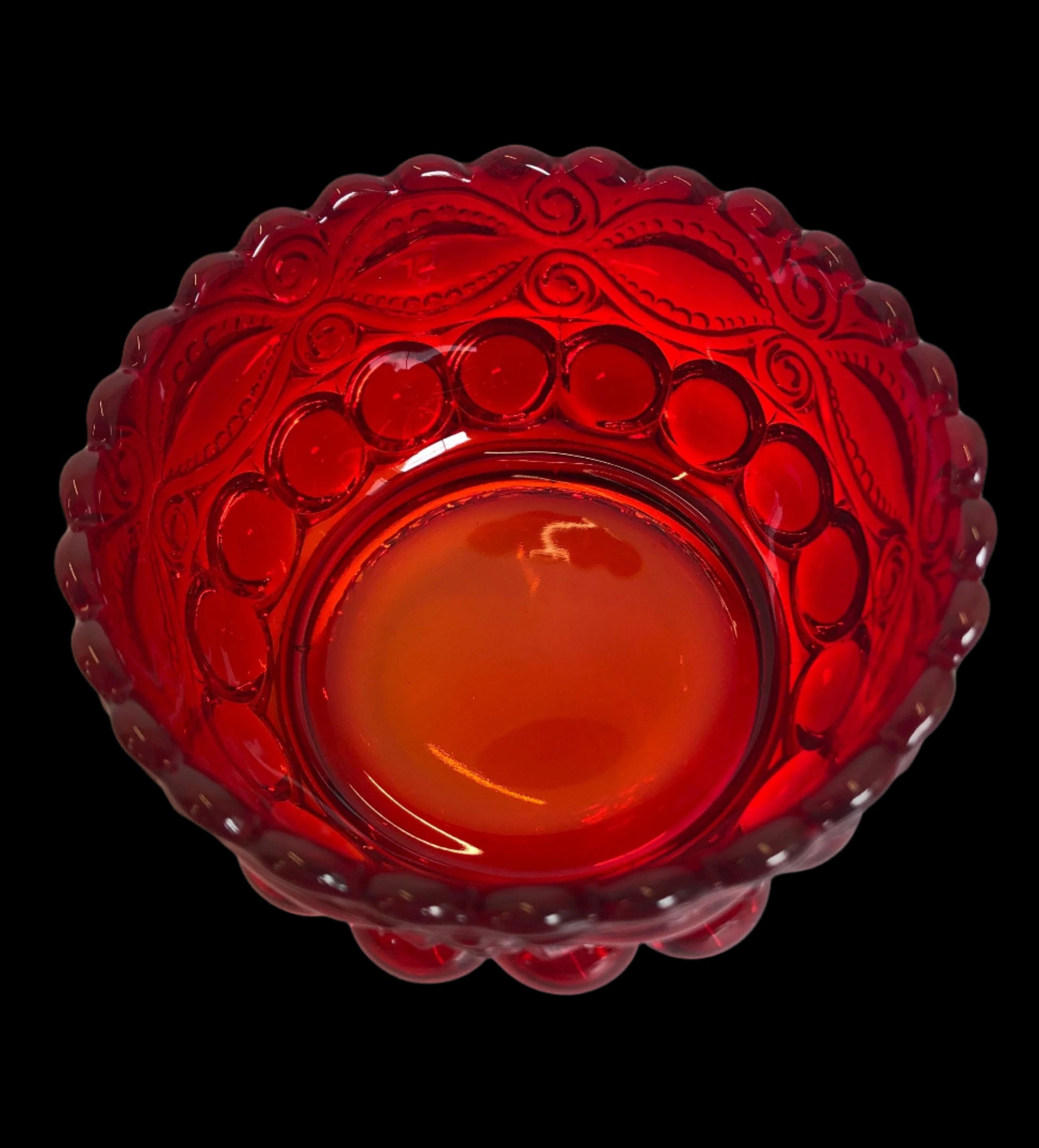 Vintage Ruby Glass Eyewinker Pattern Bowls Set of Four