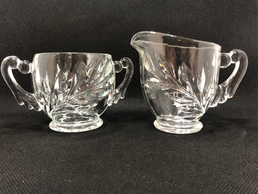 Pressed Glass Sugar & Creamer