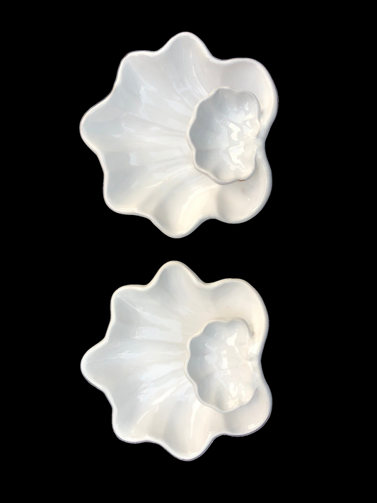 Vintage Mid Century Italian pottery dish set in the shape of shells 
