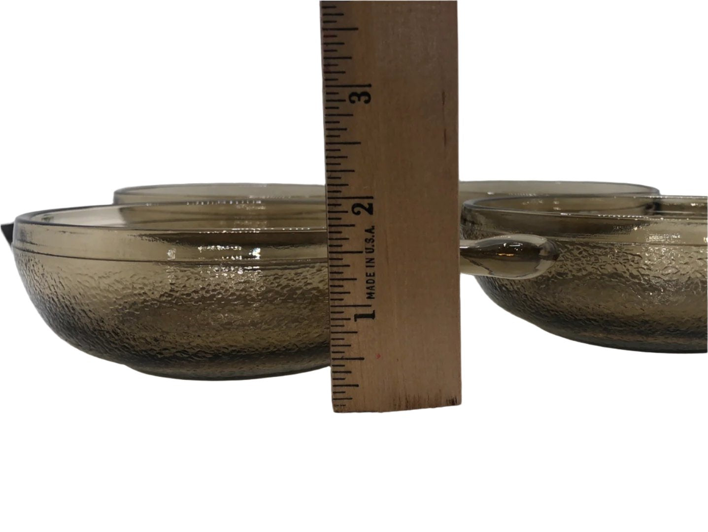 soup bowl handle smoky textured glass height