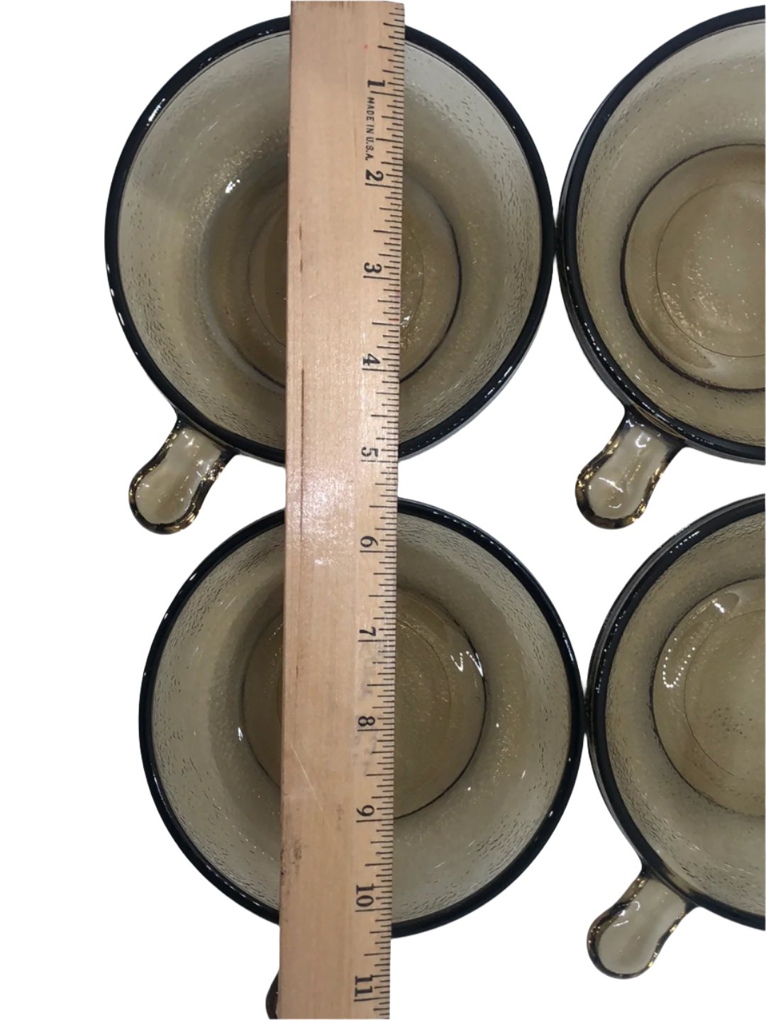 soup bowl handle smoky textured glass length