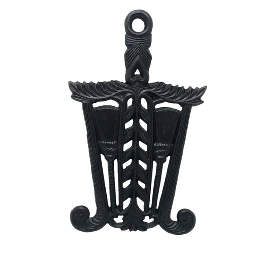 Trivet Cast Iron Grain and Tassel Design Full View